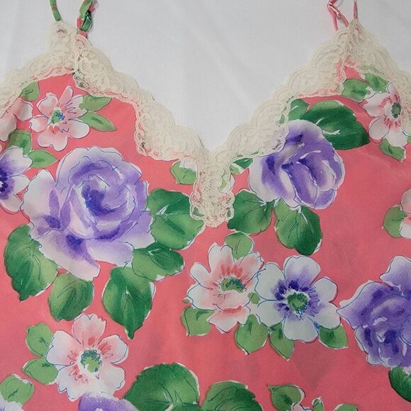 Vtg Victorias Secret Gold Label Slip Dress 90s Y2K Floral Lace Babydoll Medium - Picture 7 of 16